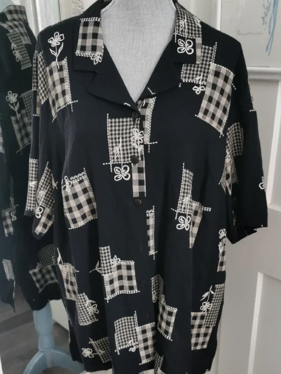 Womens Vintage Addition Elle Patchwork Floral ButtonDown Blouse Size 18W - Picture 1 of 6